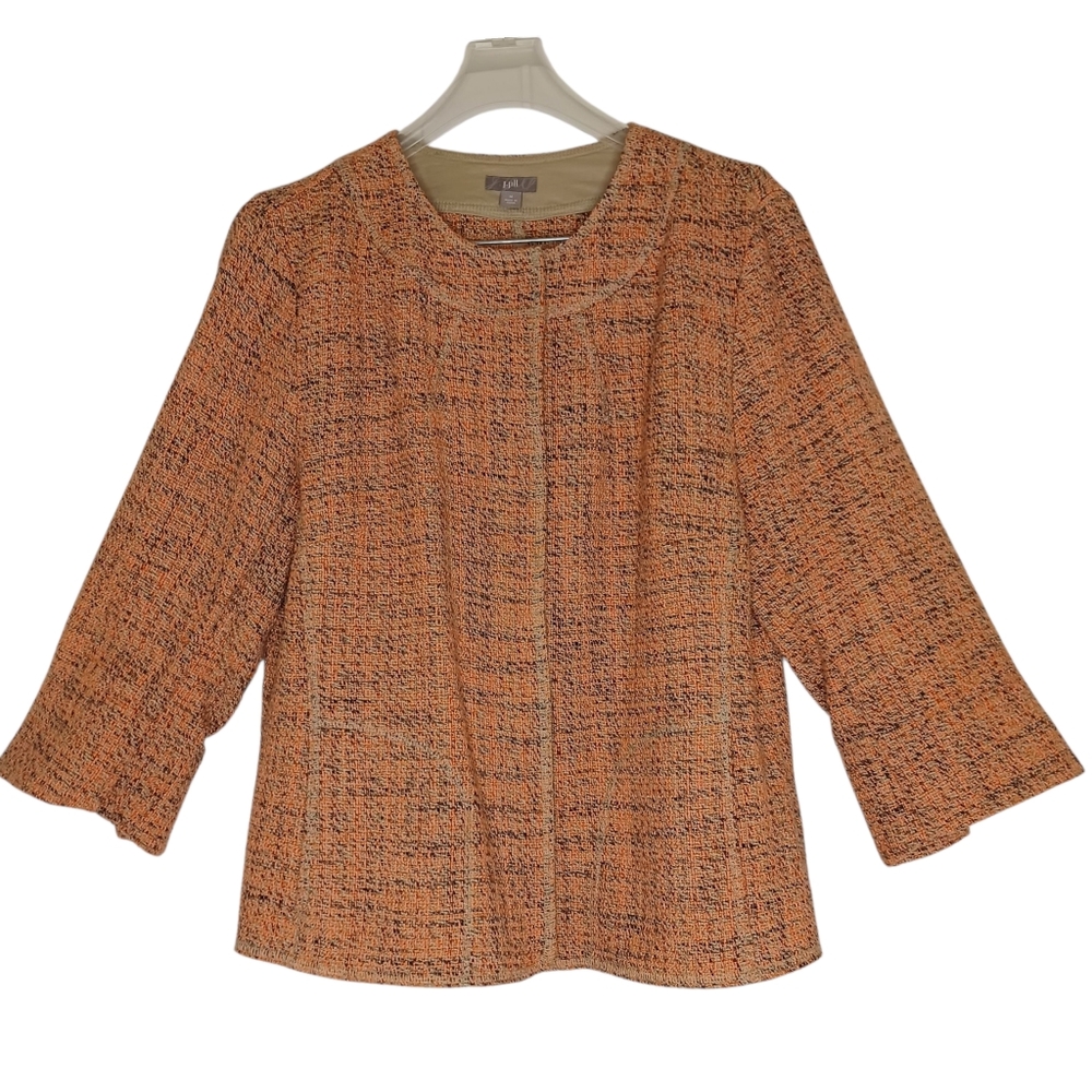 J. Jill Tweed Snap Front Lightweight Blazer Jacket Women's Sz Med
